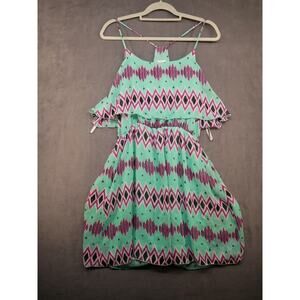 DEB Spaghetti Strap Flounce Top Vintage Blue Summer Dress XL